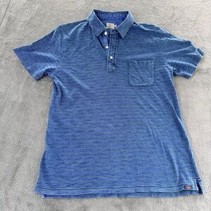 Faherty Indigo Striped Polo Shirt